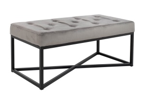 TABURET/MASUTA DE CAFEA CROSSOVER 90X40 GRI, CONFECTIONAT DIN CATIFEA SI OTEL, STIL MODERN - Img 2