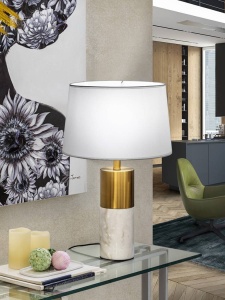 VEIOZA LUCIAN, 61 CM, EFECT DE MARMURA ALBA/BRONZ/ALB, DIN METAL, MARMURA SI TEXTIL, STIL MODERN