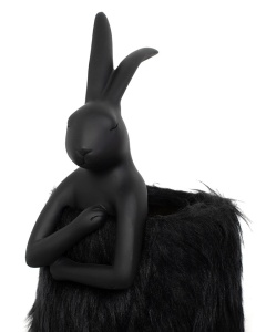 VEIOZA RABBIT FUR 50 CM NEGRU/AURIU, CONFECTIONATA DIN RASINA, TEXTIL PLUSAT SI METAL, STIL MODERN - Img 2