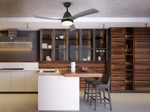 VENTILATOR ASPAS, CU TELECOMANDA, 45/55 CM, NEGRU/GRI/OPAL, DIN METAL, LEMN SI STICLA, STIL MODERN