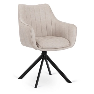 10X SCAUN ROTATIV, ARTIM MEBLE, REALIZAT DIN MATERIAL TEXTIL, CULOARE CREM, STIL MODERN - Img 5