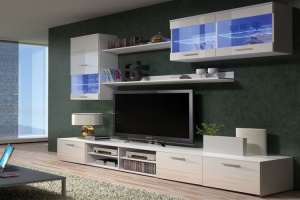 ANSAMBLU CU LEDURI TV BETA KM ALB DESIGN MODERN - Img 1