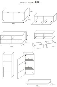 ANSAMBLU TV CU LEDURI BARI KM ALB/NEGRU DESIGN MODERN - Img 3