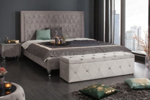 BANCHETA 140CM, EXTRAVAGANCIA ARGINTIE, COD 39768, STIL MODERN CU TAPITERIE DIN CATIFEA