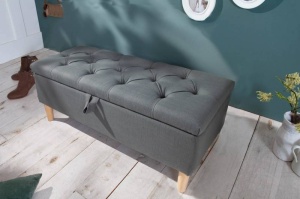 BANCUTA, CASTLE 100CM, COD 40410, DIN LEMN SI TEXTIL, STIL RUSTIC - Img 1