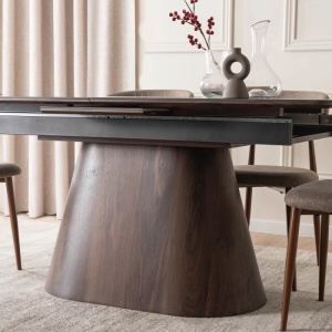BEST PRICE!!! MASA EXTENSIBILA 160-200CM, ARTIM MEBLE, REALIZATA DIN METAL, LEMN SI MDF, CERAMICA, CULOARE NEGRU/NUC, STIL MODERN - Img 5