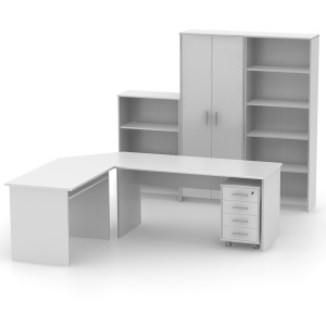 BIBLIORAFT BIROU JOHAN 2 NEW 04, ALB, DIN DTD LAMINAT, STIL MODERN, TK - Img 3