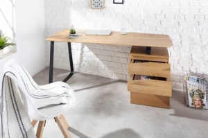 BIROU 160CM CU SERTARE, STUDIO, DIN METAL SI MDF, STIL INDUSTRIAL
