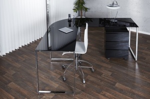 BIROU BIG DEAL NEGRU DIN STICLA STIL MODERN B2 - Img 4