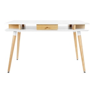 BIROU MODUS, ALB/STEJAR, 120 CM, DIN MDF SI LEMN, STIL CLASIC, B2 - Img 3