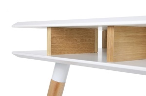BIROU MODUS, ALB/STEJAR, 120 CM, DIN MDF SI LEMN, STIL CLASIC, B2 - Img 5