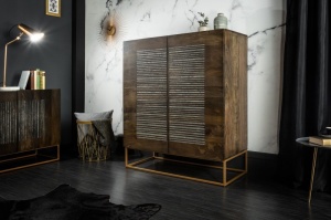 BUFET 121CM, ONYX, COD 39231, DIN LEMN MASIV DE MANGO, STIL VINTAGE INDUSTRIAL