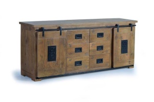 BUFET 190CM, DIN LEMN DE MANGO/METAL, 2 USI SI 6 SERTARE, GINER Y COLOMER - Img 1