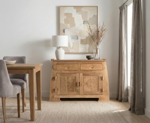 BUFET DEOSEBIT, 110CM, LEMN MASIV DE TEC, CULOARE NATUR, FINISAJ RUSTIC, ARTIM GROUP SELECTION