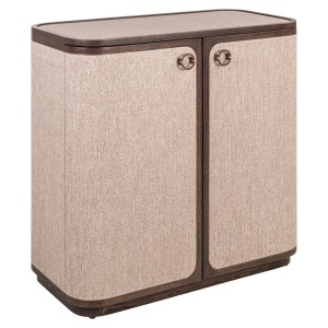 BUFET DINING WILLOX CU 2 USI, 90CM, REALIZAT DIN METAL, LEMN DE STEJAR, MDF SI TEXTIL IN, CULOARE BEJ, DESIGN DEOSEBIT, RICHMOND INTERIORS