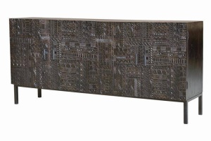 BUFET HIEROGLYPH 180CM, MARO/NEGRU, DIN LEMN MASIV DE MANGO, GINER Y COLOMER - Img 3