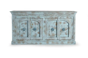 BUFET MARA 190CM, ALBASTRU MARIN CU 4 USI, DIN LEMN DE MANGO, GINER Y COLOMER - Img 2