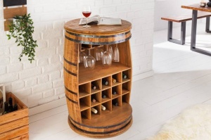 BUFET PENTRU STICLE 90CM, BODEGA, COD 42378, DIN LEMN DE MANGO, STIL INDUSTRIAL