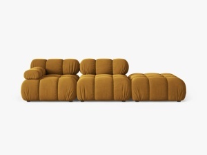 CAANAPEA MODULARA BELLIS, PE DREAPTA, GALBEN, CU TAPITERIE DIN CATIFEA BLUVEL, MICADONI