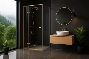 CABINA DE DUS ATLAS BRUSH GOLD 80X80, STANGA SAU DREAPTA, EASY CLEAN