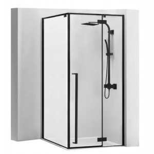 CABINA DE DUS FARGO 90X90, NEGRU MAT, CU CADITA SAVOY ALBA, CALITATE SUPERIOARA
