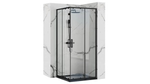 CABINA DE DUS REA PUNTO, CULISANTA, 80x80 CM, NEGRU, DIN STICLA, FARA CADITA, CALITATE SUPERIOARA