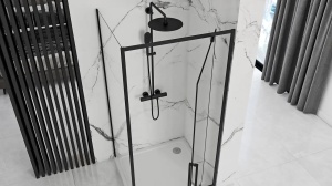 CABINA DE DUS REA RAPID SWING, 90x90CM, NEGRU, DIN STICLA, CALITATE SUPERIOARA - Img 3