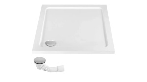 CADITA DE DUS REA SAVOY, 90x90 CM, ALB, DIN ACRIL, CU CAPAC CROM, CALITATE SUPERIOARA