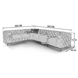 CANAPEA 3+C+2 LOCURI, CHESTERFIELD, CHELSEA, DIN STOFA DE CALITATE, 323CM, CULOARE PERSONALIZATA