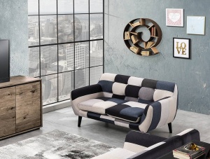 CANAPEA 3 LOCURI, ELEGANTA ,GIALOS , COD 3366, STIL MODERN, REALIZATA DIN LEMN SI STOFA - Img 3