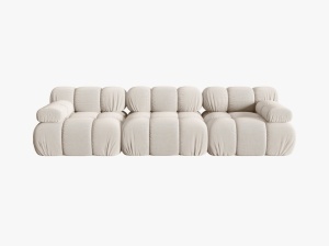 CANAPEA BELLIS, CU 3 LOCURI, BEJ DESCHIS, CU TAPITERIE DIN TEXTIL 3D SONIC, MICADONI
