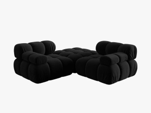 CANAPEA/COLTAR MODULAR BELLIS, 3 LOCURI, 188 CM, NEGRU 100, TAPITERIE DIN CATIFEA, DESIGN DEOSEBIT - Img 2