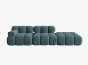 CANAPEA/COLTAR MODULAR BELLIS DREAPTA, 3 LOCURI, 282 CM, VERDE PETROL 87, TAPITERIE DIN CATIFEA, DESIGN DEOSEBIT