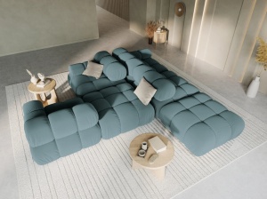 CANAPEA/COLTAR MODULAR BELLIS DREAPTA, 3 LOCURI, 282 CM, VERDE PETROL 87, TAPITERIE DIN CATIFEA, DESIGN DEOSEBIT - Img 2
