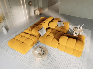 CANAPEA/COLTAR MODULAR BELLIS STANGA, 3 LOCURI, 282 CM, GALBEN 41, TAPITERIE DIN CATIFEA, DESIGN DEOSEBIT - Img 2