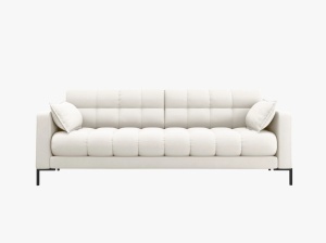 CANAPEA CU 3 LOCURI, MAMAIA, BEJ DESCHIS NEVE, CU TAPITERIE DIN TEXTIL FIN, MICADONI