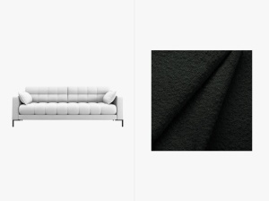 CANAPEA CU 4 LOCURI, MAMAIA NEAGRA, CU TAPITERIE DIN TEXTIL BOUCLE BALOO, MICADONI