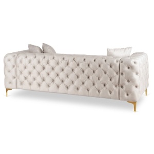 CANAPEA DEOSEBITA 3 LOCURI, ARTIM MEBLE, MATERIAL TEXTIL( CATIFEA) SI SUPORT METALIC, CULOARE CREM/AURIU, STIL MODERN - Img 3