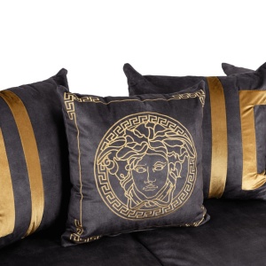CANAPEA DEOSEBITA 3 LOCURI, ARTIM MEBLE, MATERIAL TEXTIL( CATIFEA) SI SUPORT METALIC, CULOARE NEAGRA/AURIU, STIL MODERN - Img 8