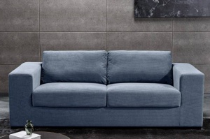 CANAPEA, LOUNGER 220CM, STRUCTURA DE LEMN SI STOFA, ALBASTRU/NEGRU, COD 43757, MODEL DEOSEBIT - Img 2