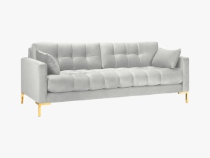 CANAPEA MAMAIA, 3 LOCURI, 177 CM, ARGINTIU 03/AURIU, TAPITERIE DIN CATIFEA, DESIGN DEOSEBIT