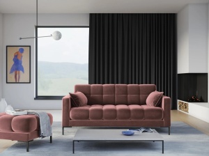 CANAPEA MAMAIA, 3 LOCURI, 177 CM, ROZ 52/NEGRU, TAPITERIE DIN CATIFEA, DESIGN DEOSEBIT