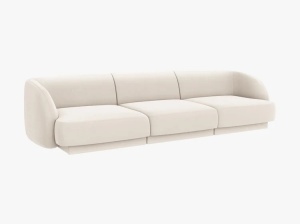 CANAPEA MILEY, 3 LOCURI, BEJ DESCHIS, TAPITERIE BOUCLE, DESIGN DEOSEBIT