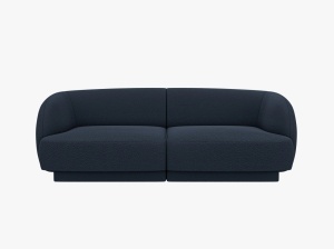 CANAPEA MILEY, CU 2 LOCURI, ALBASTRU INCHIS, CU TAPITERIE DIN TEXTIL BOUCLE BALOO, MICADONI