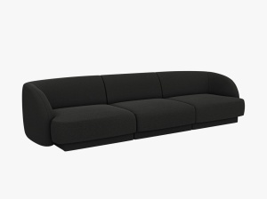 CANAPEA MILEY, CU 3 LOCURI, NEGRU, CU TAPITERIE DIN TEXTIL BOUCLE BALOO, MICADONI