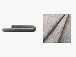 CANAPEA MILEY, CU 4 LOCURI, PE STANGA, GRI DESCHIS, CU TAPITERIE DIN TEXTIL BOUCLE BALOO, MICADONI