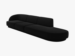 CANAPEA MILEY DREAPTA, 4 LOCURI, 325 CM, NEGRU 19, TAPITERIE DIN CATIFEA, DESIGN DEOSEBIT