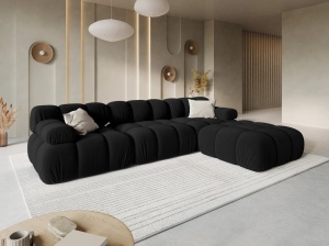 CANAPEA MODULARA BELLIS, 3 LOCURI, 282 CM, NEGRU 100, TAPITERIE DIN CATIFEA, DESIGN DEOSEBIT