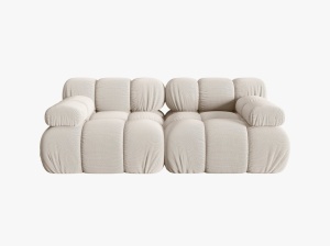 CANAPEA MODULARA BELLIS, CU 2 LOCURI, BEJ DESCHIS, CU TAPITERIE DIN TEXTIL 3D SONIC, MICADONI