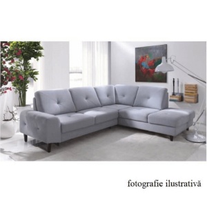 CANAPEA PRAGA, MODEL DREAPTA, GRI, DIN STOFA, EXTENSIBILA, SPATIU DEPOZITARE, STIL MODERN, TK - Img 1